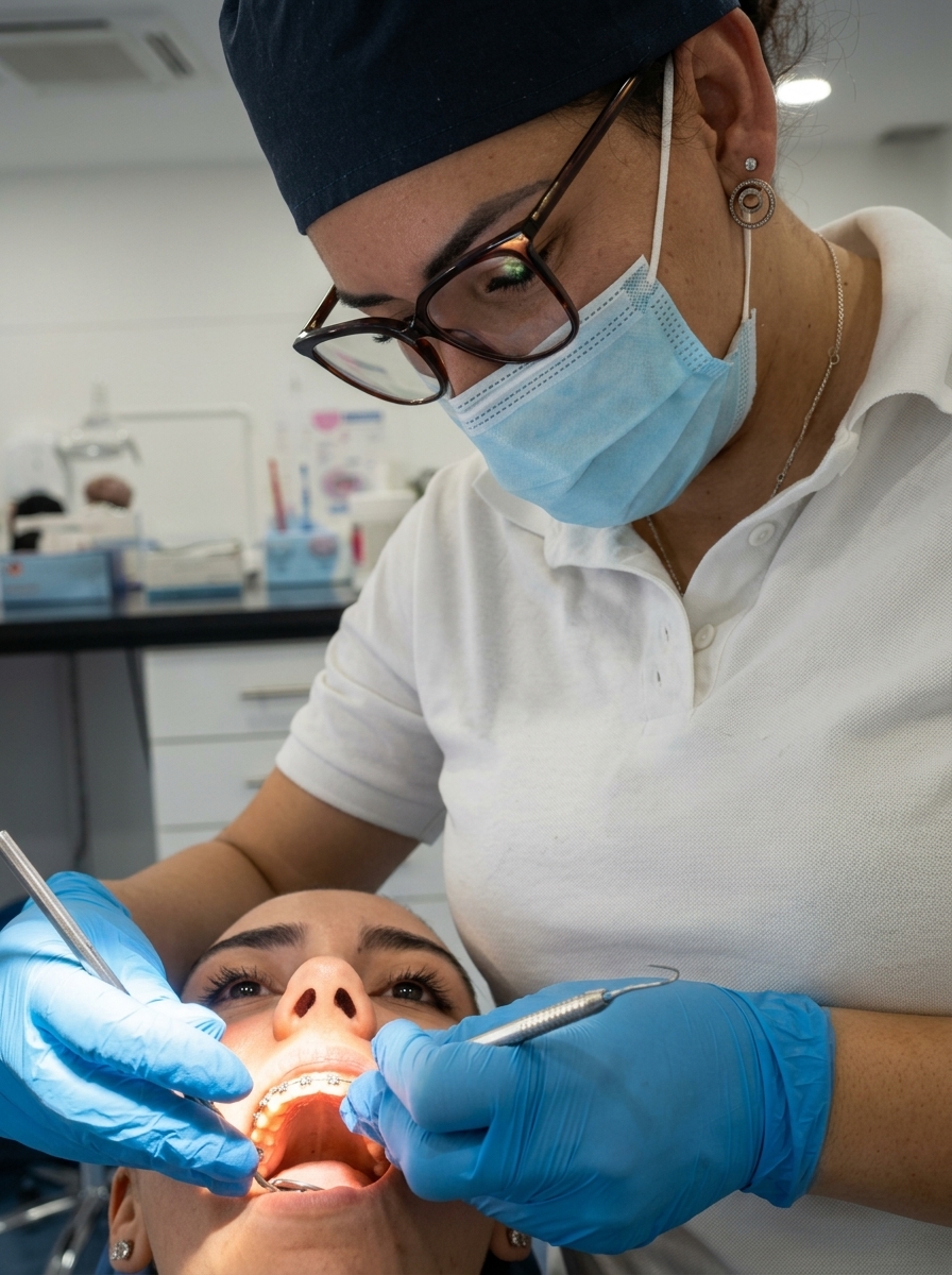 Cuidado facial durante uma sessão de prática em estética